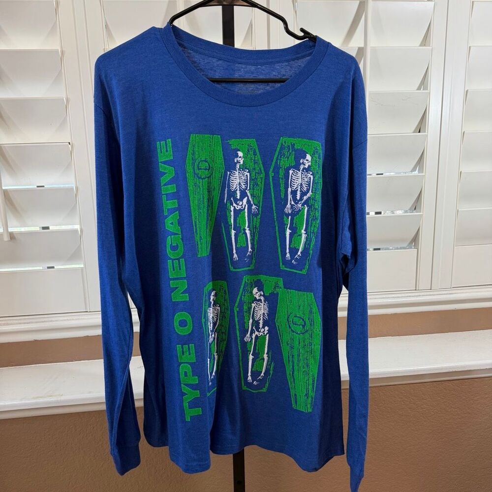 New Type O Negative Blue Long Sleeve Shirt Sz XL Goth Metal 90s Grunge Tee